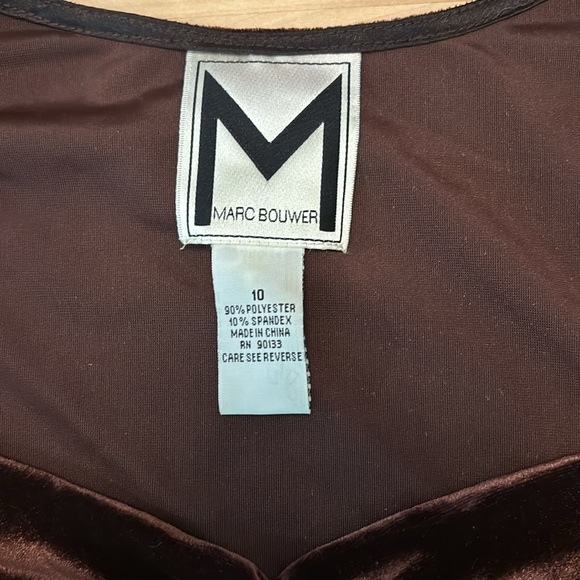 Marc Bouwer velvet stretchy bodysuit, chocolate brown size 10 - Picture 2 of 4